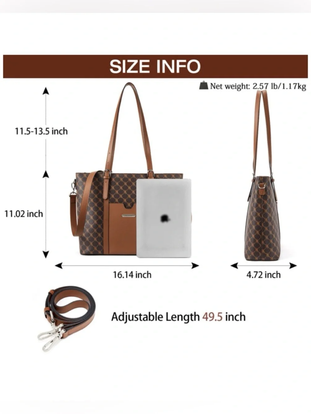Bostanten Carol Women Briefcase Vintage Tote in Coffee and Brown Monogram NEW